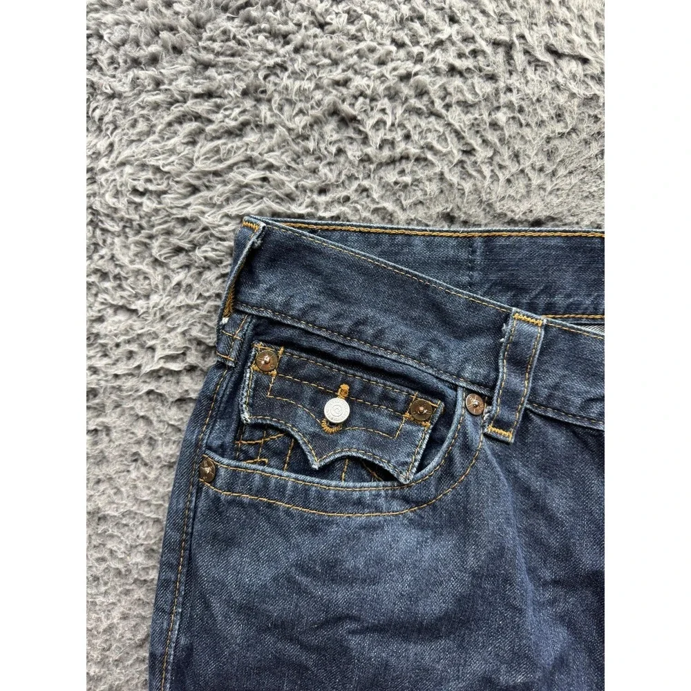 True Religion Low Rise Straight Leg Denim Jeans Dark Wash Indigo Mens Size‎ 32